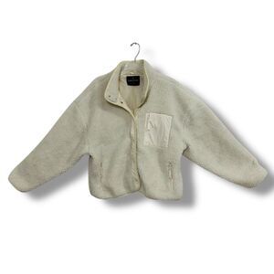 Fabletics Tahoe Teddy Jacket Women’s Size XLarge Bone White Cozy Zip-Up